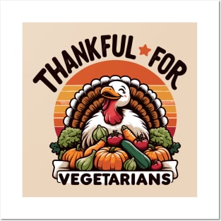 Thankful For Vegetarian Thanksgiving Dark Words Design Posters and Art